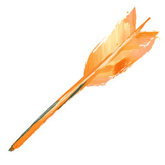 Artistic Arrow with Vibrant Brush Strokes in Aprico Isolated on Transparent Background