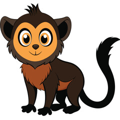 Fototapeta premium Curious marmoset cartoon illustration on white background