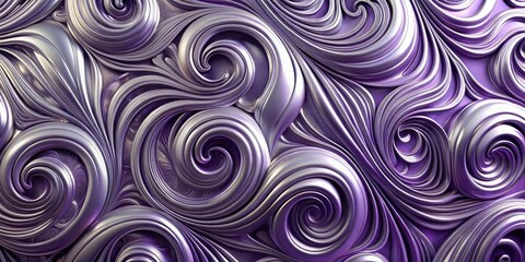 Abstract Swirling Metallic Lavender Texture with Elegant Spiral Patterns and Luxurious, Smooth Curves Ideal for Design Backgrounds and Artistic Projects