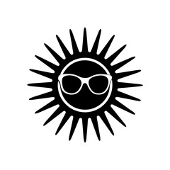 sun with rays and sunglasses   summer vibe icon 