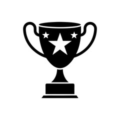 trophy with stars   achievement or victory icon 