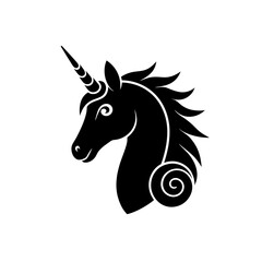 unicorn head with spiral horn   fantasy creature 