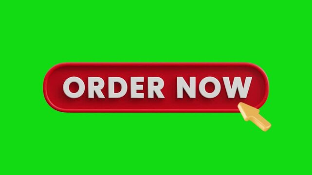 order now button on greenscreen background. Suitable for websites, online stores, promotions, marketing materials.
