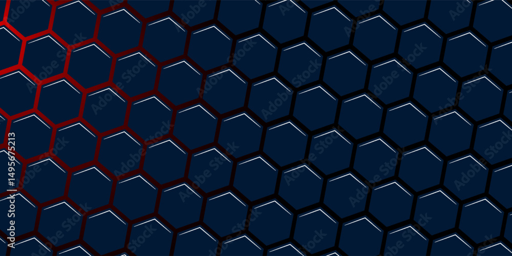 Poster dark gray and blue technology hexagonal vector background. abstract blue bright energy flashes under