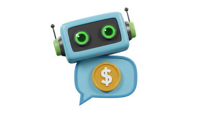 Isolated Robot Talking About Money