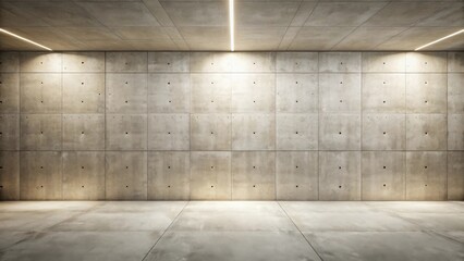 Empty Room with Concrete Walls and Subtle Lighting for Modern Design