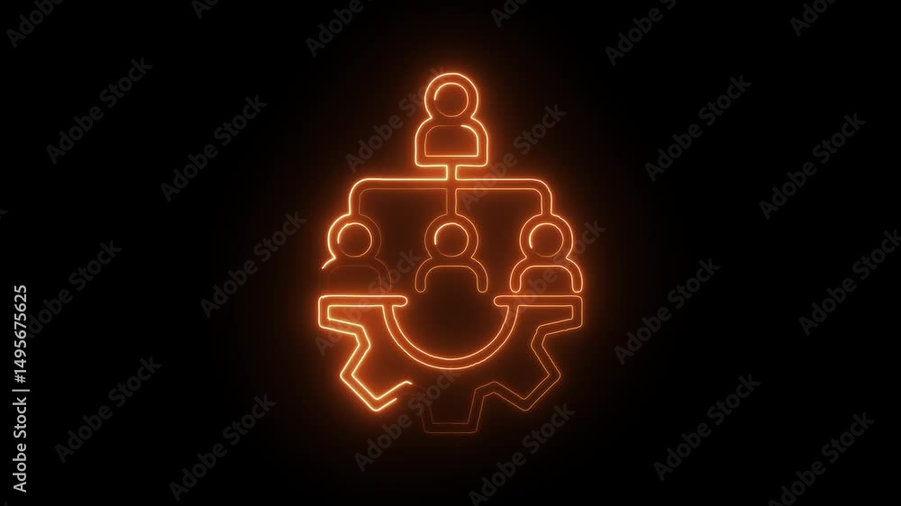 Poster glowing team hierarchy with gear icon showing organizational management and structure