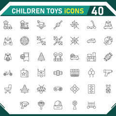 Children Toys icon collection, with editable stroke. Children Toys thin line icon set. Vector illustration.