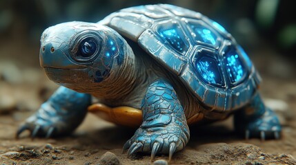 Obraz premium Cybernetic Tortoise: A Digital Renaissance