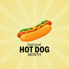 Vector graphic of National Hot Dog Month for National Hot Dog Month celebration.