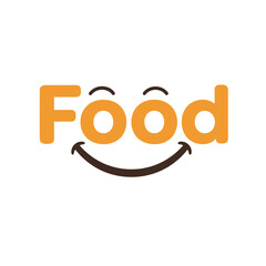 Food smile logo. Food lettering with eyes
