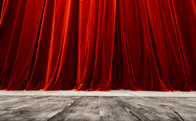 Red curtain in theatre background