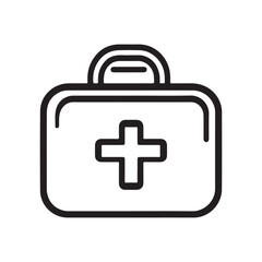 Obraz premium A first-aid kit illustration, outlined in black, features a prominent plus symbol.