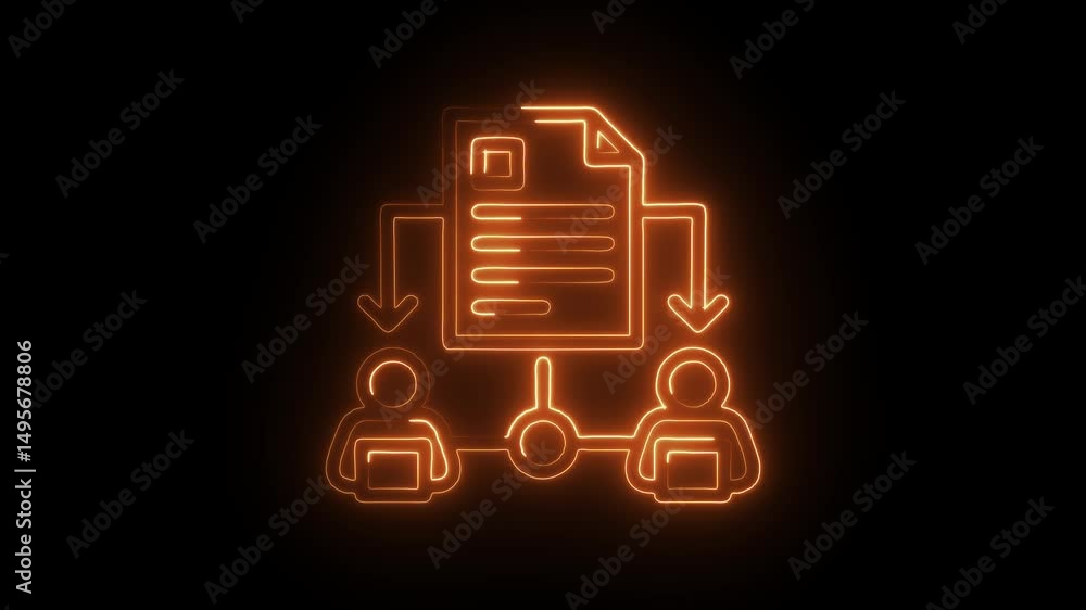 Poster neon illuminated data sharing diagram with two users on a black background video