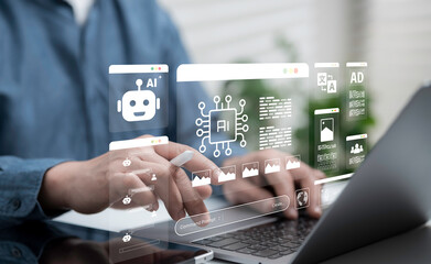 Artificial Intelligence Interface with Virtual Assistant Icons