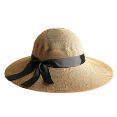 Sleek Wide Brim Sun Hat with a Defined Angular Profile Isolated on Transparent Background