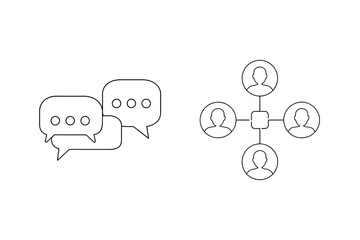 Simple communication and networking icons in minimalist black and white design