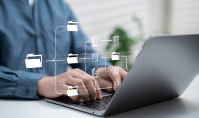 Digital Folder Management System on Laptop Interface