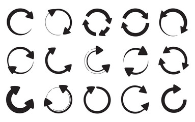 Circular Arrows Icons Set, Representing Reload and Repeat Actions