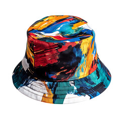Playful Bucket Hat with a Creative Mixed Media Pattern Isolated on Transparent Background