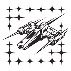 Obraz premium Space Fighter Ship Stars Background