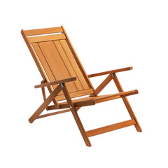 Elegant Lightweight Wooden Beach Chair with a Refin Isolated on Transparent Background