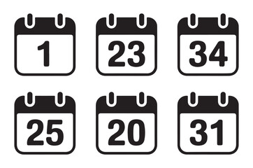 Set of Calendar Icon Designs, Featuring Simple and Clean Calendar Symbols in Black. Ideal for Time Management, Scheduling, and Event Planning in Digital and Print Media.
