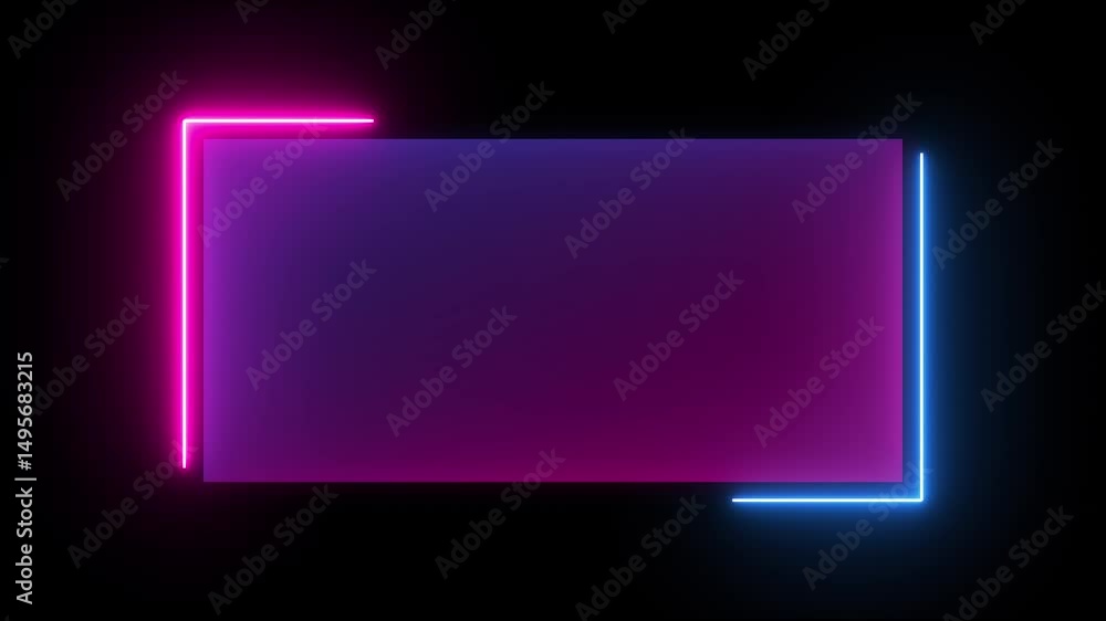 Poster abstract glowing neon rectangle border frame looping background. neon effect rectangle frame loop ba