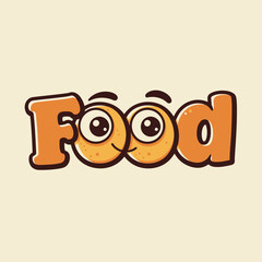 Food smile logo. Food lettering with eyes