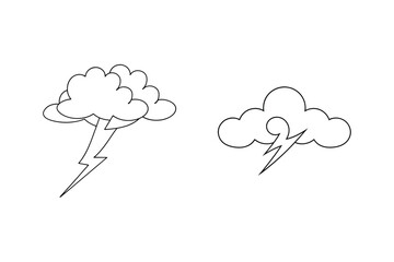 Simple and stylish black and white cloud and lightning bolt vector illustrations
