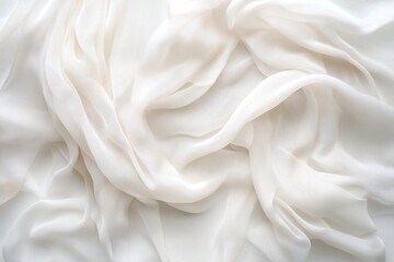 Obraz premium Close-up of creamy white fabric with soft folds and wrinkles, showing texture and drape.