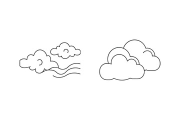 Minimalist vector illustration of clouds and wind elements on white background