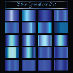 Metallic blue gradient collection. Vector blue foil texture. Blue background set. Royalty free gradient  colour.