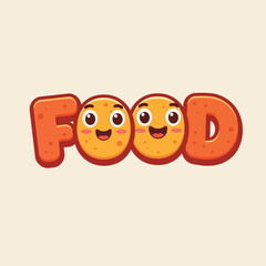 Food smile logo. Food lettering with eyes