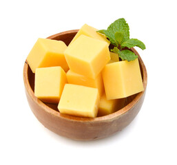 Piece of cheese isolated on a white background