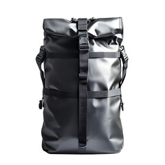 Silver Rugged Waterproof Dry Bag with Industrial Design Isolated on Transparent Background