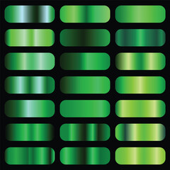 Metallic green gradient collection. Vector green foil texture. Green background set. Royalty free gradient  colour.