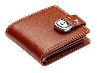brown leather wallet with money