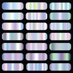 Metallic holographic gradient collection. Vector holographic foil texture. Holographic background set. Royalty free gradient  colour.