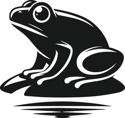 Black frog drawing vector