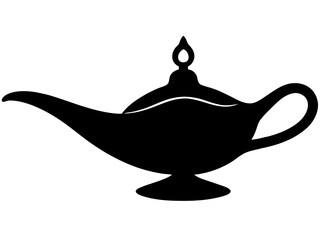 Aladdin lamp silhouette vector, aladdin lamp sign icon. silhouette of aladdin s lamp vector illustration