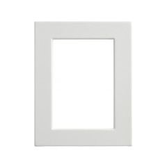 A blank white frame with a rectangular opening, minimalist and isolated on black background