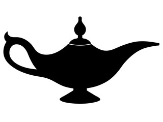 Aladdin lamp silhouette vector, aladdin lamp sign icon. silhouette of aladdin s lamp vector illustration