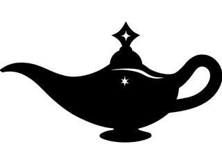 Aladdin lamp silhouette vector, aladdin lamp sign icon. silhouette of aladdin s lamp vector illustration