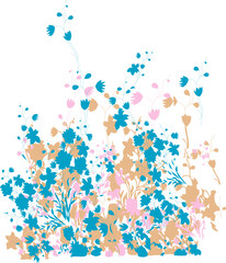 Vibrant Multicolor Floral Explosion – Modern Wildflower Silhouette Pattern for Fresh, Playful Designs! Perfect for fashion textiles, stationery, packaging, branding, and digital art, 