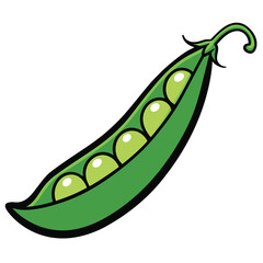 Cute Smiling Green Pea Outline
