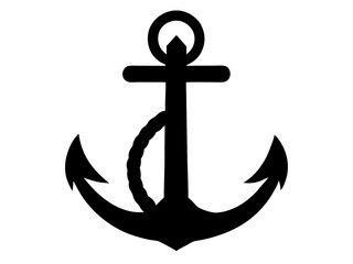 Ship anchor or Boat anchor flat icon vector, Simple black ships anchor silhouette illustration