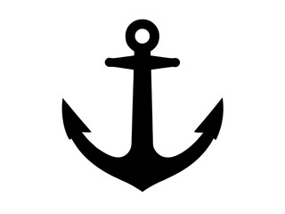 Ship anchor or Boat anchor flat icon vector, Simple black ships anchor silhouette illustration