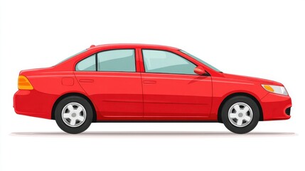 Obraz premium Flat Red Car Icon Isolated on White Background for Web or App Design Use