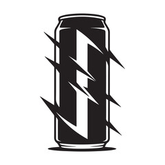 Energy drink can silhouette vector illustration. Vector black silhouette. with white background